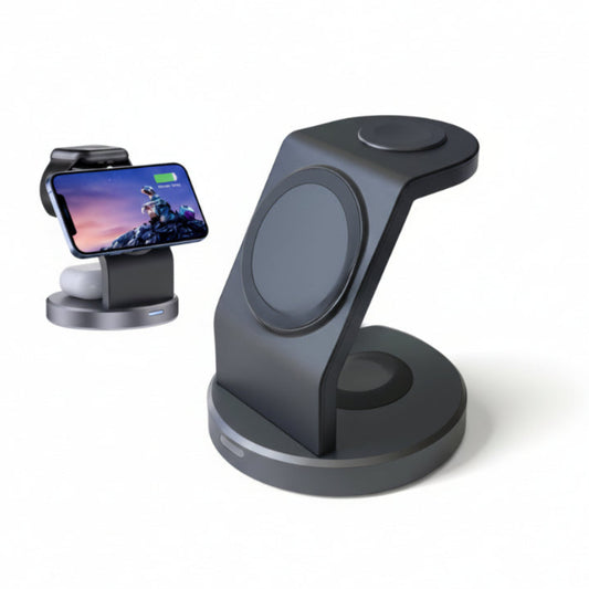 Chargeur sans fil magnétique 3-en-1 et support de téléphone de bureau