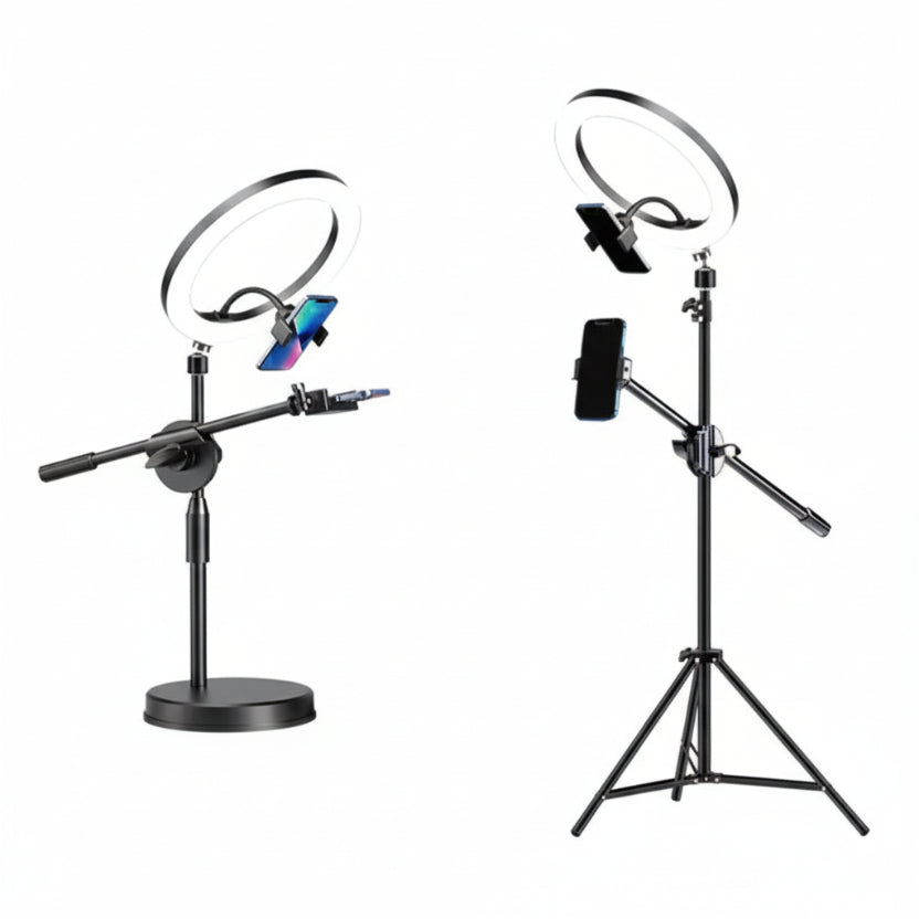 Handystativ mit Ringlicht für den Schreibtisch