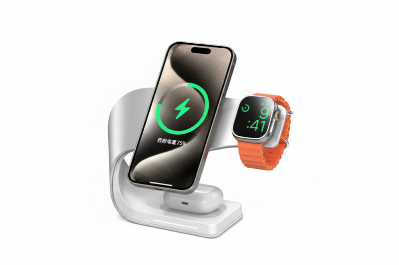 CrownQu 4 in 1 Wireless 15W Fast Charging Station Stand