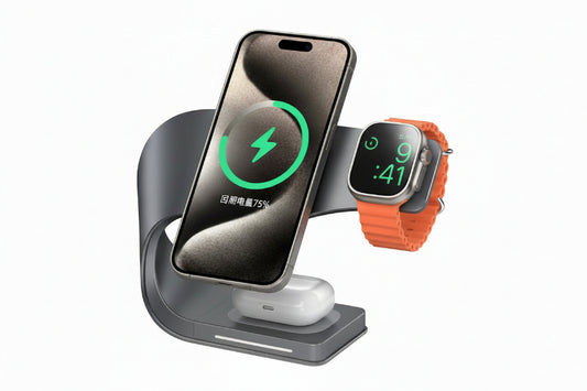 CrownQu 4 in 1 Wireless 15W Fast Charging Station Stand