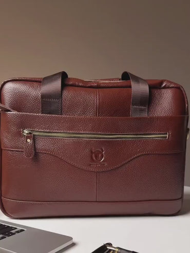 BULLCAPTAIN Genuine Leather Laptop Bag